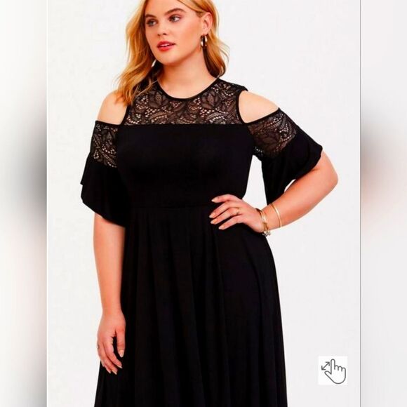Torrid Midi Jersey Cold Shoulder Dress - Size 2X - Picture 1 of 5